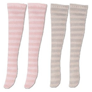 Border Socks (B Set, Pink x Light Pink Border & Gray x Beige Border), Azone, Accessories, 1/12, 4560120200040