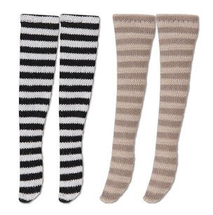 Border Socks (A Set, White x Black Border & Brown x Beige Border), Azone, Accessories, 1/12, 4560120200033
