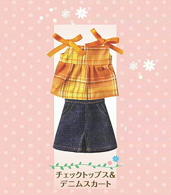 Check Top & Denim Skirt, Re-Ment, Accessories, 1/6, 4521121503127