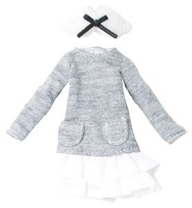 Tippet & Knit Chiffon One-piece Set (Gray x White), Azone, Accessories, 1/12, 4582119986926