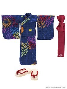 Yukata Set -Large Flowered Fireworks- (Indigo), Azone, Accessories, 1/12, 4582119983987