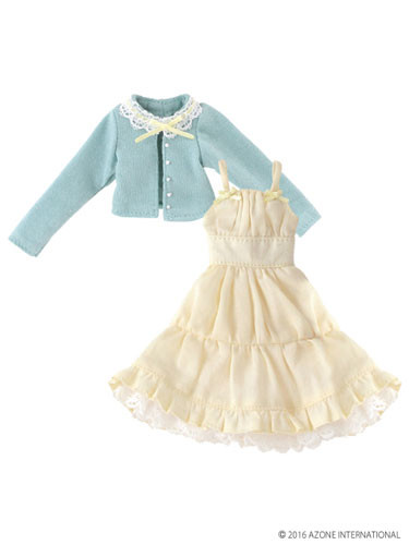 Lace Collar Cardigan & Cami One-piece Dress Set (Mint x Yellow), Azone, Accessories, 1/6, 4582119985561