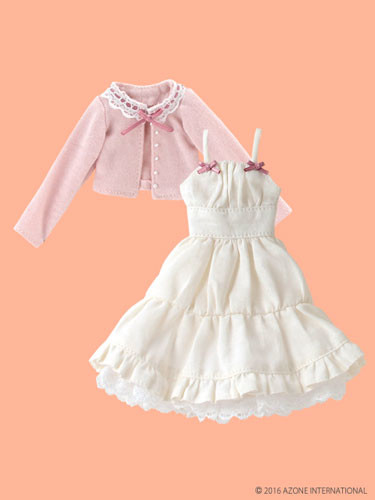 Lace Collar Cardigan & Cami One-piece Dress Set (Pink x Cream), Azone, Accessories, 1/6, 4582119985578