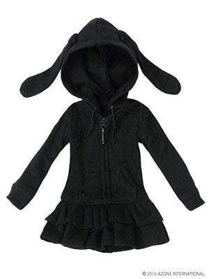 Rabbit Ear Parka One-piece Dress (Black), Azone, Accessories, 1/6, 4582119984045