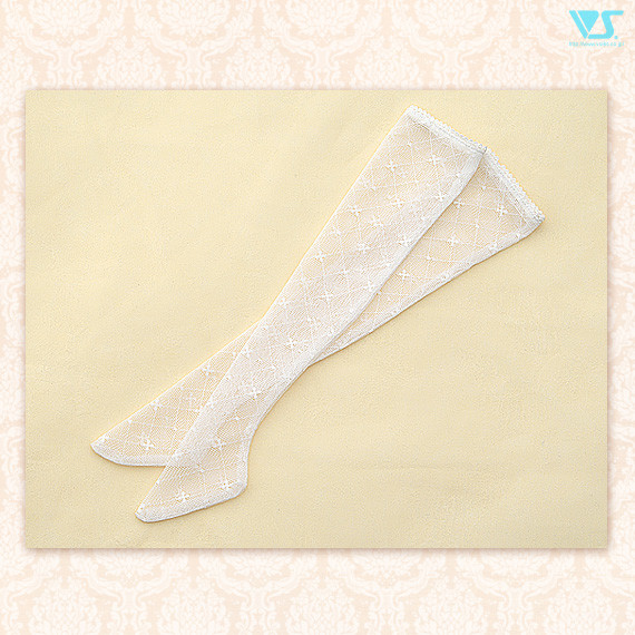 Thigh-High Socks (White / Flower-Patterned Plaid), Volks, Accessories, 1/3