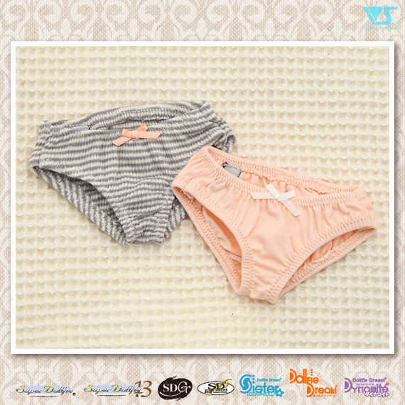 Soft Cotton Panties Set (Pink / Gray Stripes), Volks, Accessories, 1/3