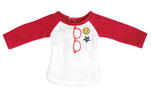 Glasses & Can Badge Raglan Cutsew (White x Red), Azone, Accessories, 1/6, 4582119981105