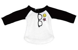 Glasses & Can Badge Raglan Cutsew (White x Black), Azone, Accessories, 1/6, 4582119981099