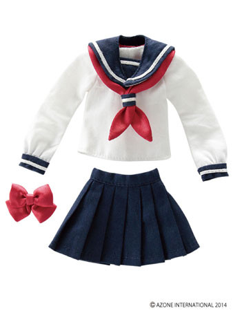 Long Sleeve Sailor Outfit Ribbon & Tie Set (Navy x Red), Azone, Accessories, 1/6
