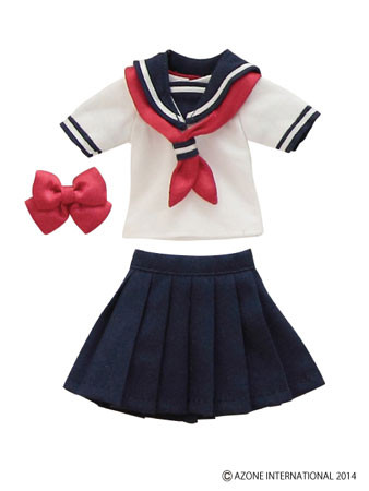 Short Sleeve Sailor Uniform Ribbon & Tie Set (Navy x Red), Azone, Accessories, 1/6