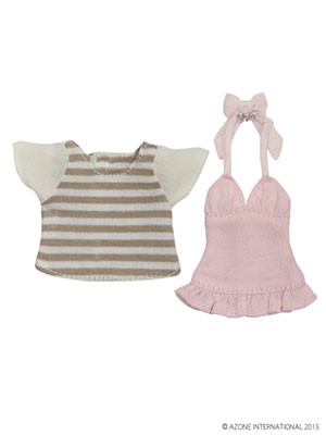 Marine Striped T-Shirt Set (Beige Striped x Pink), Azone, Accessories, 1/6, 4582119980337