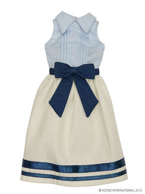 Front Ribbon Non-Sleeve One-piece Dress (Sax x Cream), Azone, Accessories, 1/6, 4582119980429