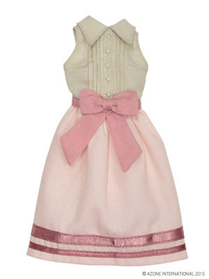 Front Ribbon Non-Sleeve One-piece Dress (Light Pink x Beige), Azone, Accessories, 1/6, 4582119980412