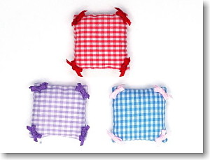 Gingham Check Cushion With Ribbon B (Blue/Purple/Red), Azone, Accessories, 1/6, 4571117001175