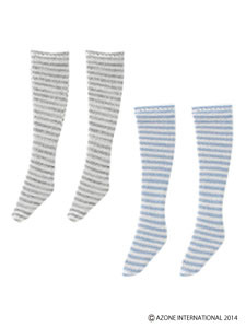Kneehigh Socks Set B (Gray x White & Sax x White), Azone, Accessories, 1/12, 4580116047930