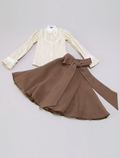Ruffled Blouse And Skirt Set (Brown), Volks, Accessories, 1/3