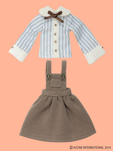 Blouse & Salopet Skirt (Blue Stripe x Beige), Azone, Accessories, 1/12
