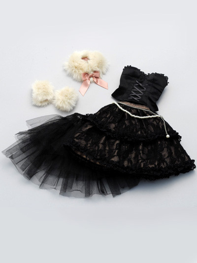 Black Bustier Dress Set, Volks, Accessories, 1/3