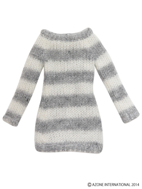 PNM Fluffy Striped Knit Dress (Gray x White), Azone, Accessories, 1/6, 4580116048746