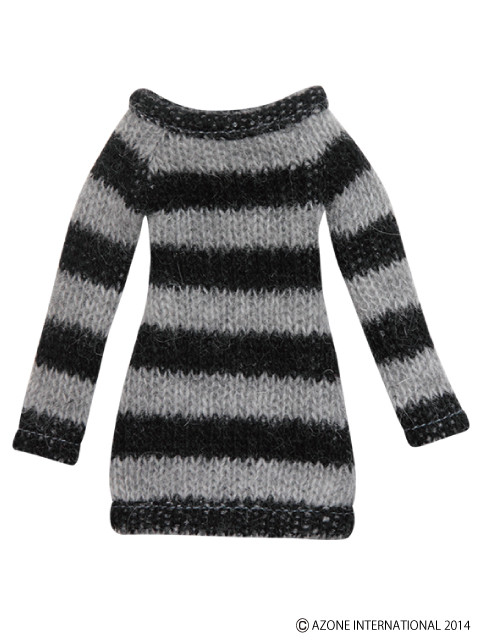 Fluffy Striped Knit Dress (Black x Gray), Azone, Accessories, 1/6, 4580116048722