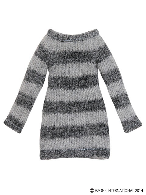 Fluffy Striped Knit Dress (Gray x Dark Gray), Azone, Accessories, 1/6, 4580116048739