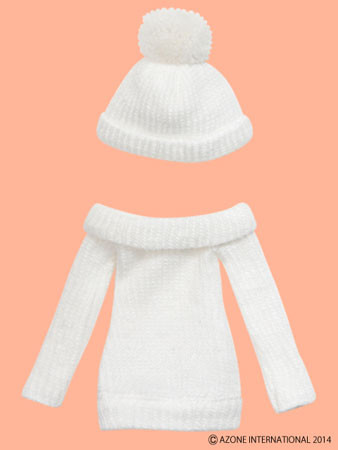 Bonbon Knit Cap & Hokkori Off Shoulder Knit One-piece Set (White), Azone, Accessories, 4580116048692