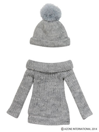 Bonbon Knit Cap & Hokkori Off Shoulder Knit One-piece Set (Grey), Azone, Accessories, 4580116048678