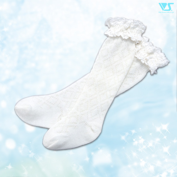 Knee-High Socks (White Frilled / Diamond-Patterned), Volks, Accessories, 1/3, 4518992403144