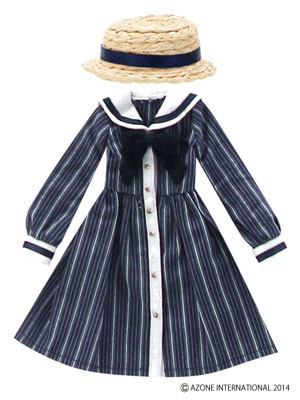 Boater Hat & Omoide Sailor Dress Set (Blue Stripe), Azone, Accessories, 4580116047404