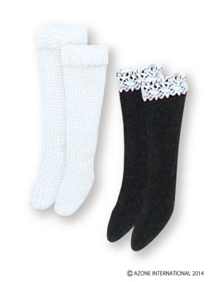 Fluffy Lace Knit Socks (A set - White & Navy), Azone, Accessories, 4580116047497