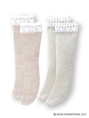 Fluffy Lace Knit Socks (C set - Beige & Light Grey), Azone, Accessories, 4580116047510