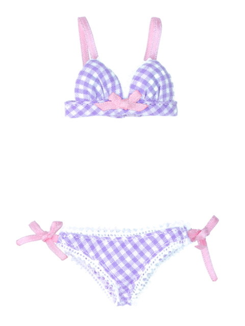 Gingham Ribbon Brassiere & Shorts Set (Blueberry), Azone, Accessories, 1/6, 4571116996069