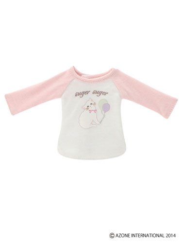 Nyanko Raglan T-shirt (Pink x White), Azone, Accessories, 1/6