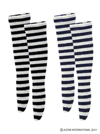 Stripe Over Knee Socks II (A Set (Black x White Stripe/Navy x White Stripe)), Azone, Accessories, 1/6