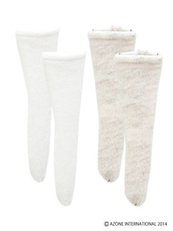 Kushu Fuwa Knit Socks (B Set (White/Beige)), Azone, Accessories, 1/6