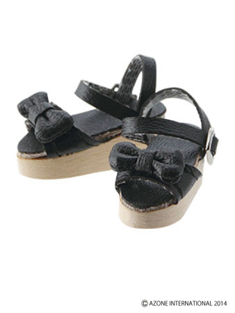 Ribbon Wood Sole Sandals (Black), Azone, Accessories, 1/6