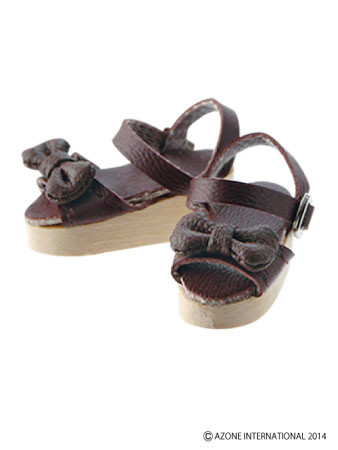 Ribbon Wood Sole Sandals (Dark Brown), Azone, Accessories, 1/6