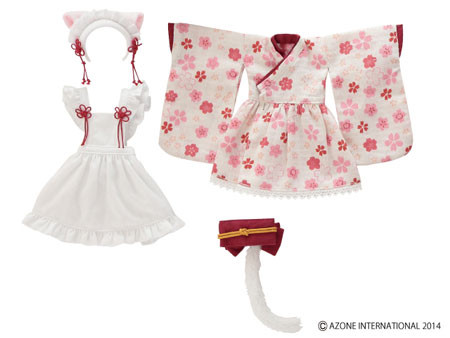 Cat Ear Japanese-style Maid Set -Nadeshiko Sakura- (White), Azone, Accessories, 1/6