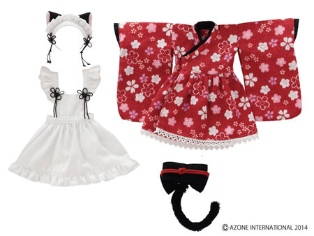 Cat Ear Japanese-style Maid Set -Nadeshiko Sakura- (Red), Azone, Accessories, 1/6