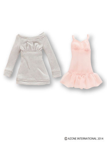 PNM Light Knit One-piece Dress Set (Beige x Pink), Azone, Accessories, 1/6