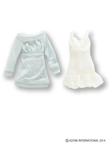 PNM Light Knit One-piece Dress Set (Blue x Off White), Azone, Accessories, 1/6