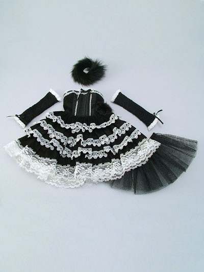 Black Mille-feuille Dress Set, Volks, Accessories, 1/3