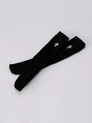 Embroidered Knee-High Socks (Black), Volks, Accessories, 1/3