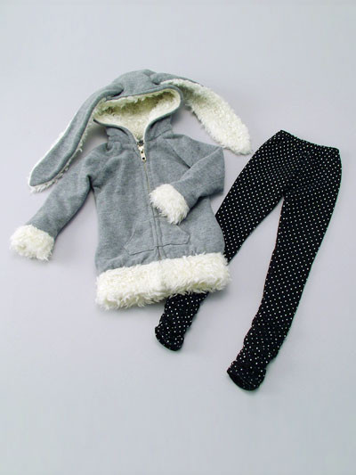 Grey Bunny-Eared Hoodie Set, Volks, Accessories, 1/3