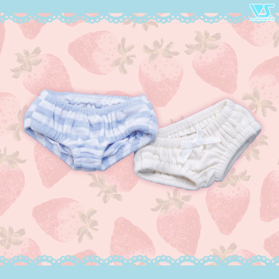 Mini Soft Cotton Panties Set (White & Blue Stripes), Volks, Accessories, 1/4