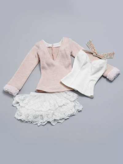 Peach Frill Knit Set, Volks, Accessories, 1/3