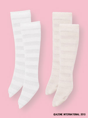 See-through Border High Socks A Set (White Border/Pink Beige Border), Azone, Accessories, 1/6, 4580116041952