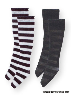 See-through Border High Socks B Set (Black x White Border/Black x Black Border), Azone, Accessories, 1/6, 4580116041969