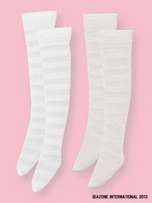 See-through Border Knee Socks A Set (White Border/Pink Beige Border), Azone, Accessories, 1/6, 4580116041976