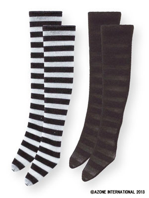 See-through Border Knee Socks B Set (Black x White Border/Black x Black Border), Azone, Accessories, 1/6, 4580116041983